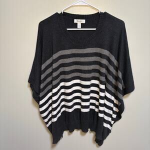 Dressbarn Black Grey White Stripe Knit Sweater Poncho Oversized Small/Medium